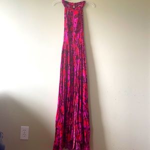 Abel the label xs backless dress pink with roses